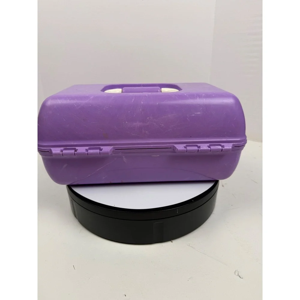 Vintage Caboodles Makeup Organizer Lilac Marble Purple Case Mirror 90s Style